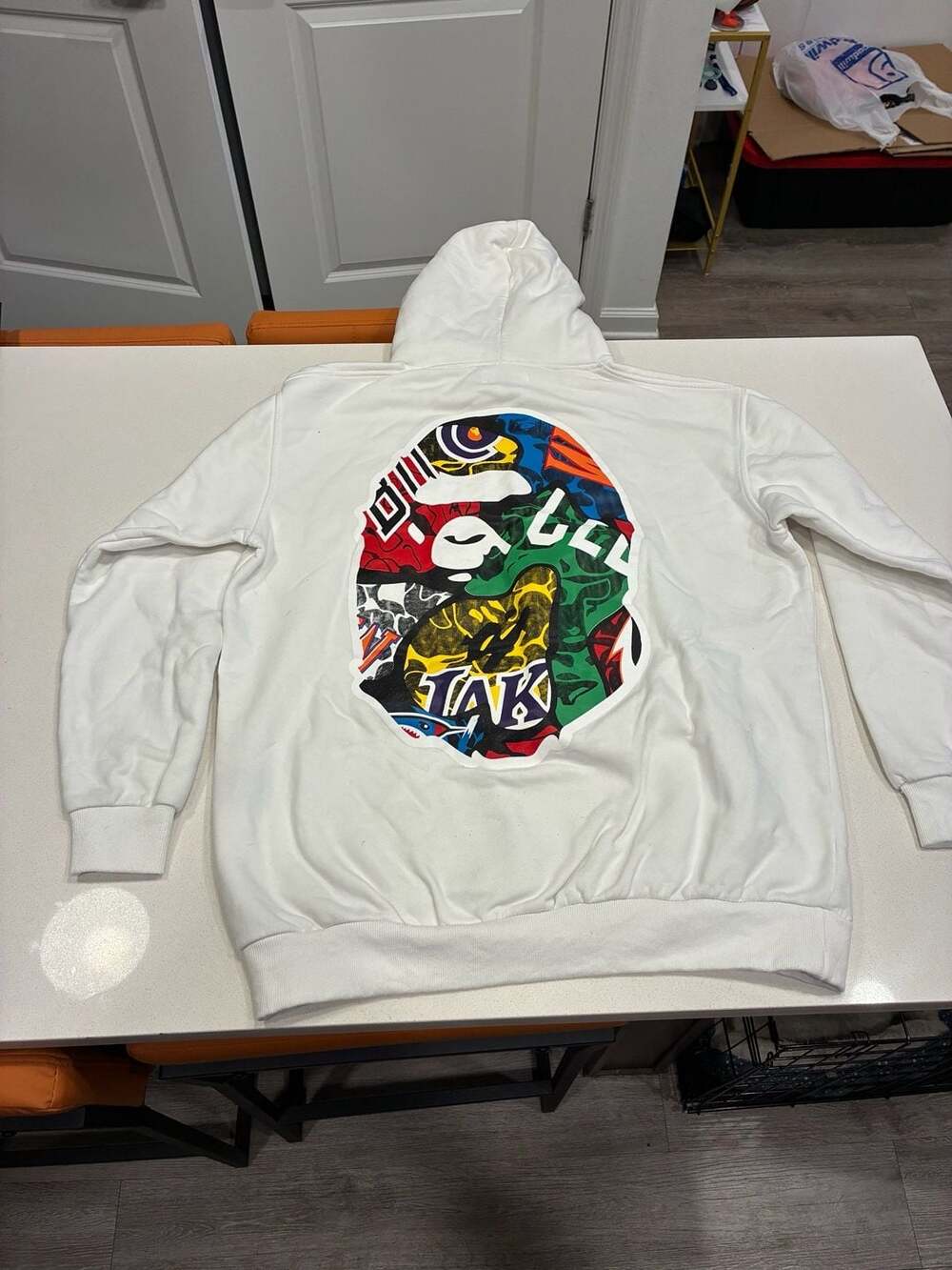 A Bathing Ape Hoodie Size 2XL White Graphic Pullover